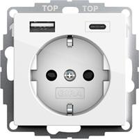 Steckdose 1f rws glz usb up m.BS horiz m.eingeb.USB-Spannungsversorgung IP20 245903 - weiß - Gira