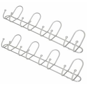 2x Luxe kapstokken / jashaken / wandstokken aluminium 4x dubbele haak 13 x 53,5 cm -