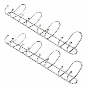 2x Luxe kapstokken / jashaken / wandstokken aluminium verchroomd 4x dubbele haak 13 x 53,5 cm -