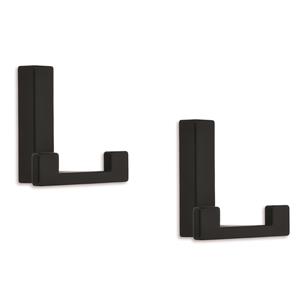 Merkloos 4x Luxe kapstokhaken / jashaken / kapstokhaakjes metaal modern zwart dubbele haak 4 x 6,1 cm -