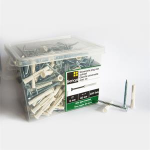 Sencys universellee plug + schroef 40x6mm 200 stuks