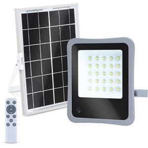 BES LED LED Floodlight op Zonne-energie - LED Schijnwerper - Aigi Florida - LED Solar Tuinverlichting Wandlamp - Afstandsbediening - Waterdicht IP65 - 50W - Helder/Koud Wit 6500K