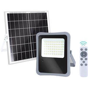 BES LED LED Floodlight op Zonne-energie - LED Schijnwerper - Aigi Florida - LED Solar Tuinverlichting Wandlamp - Afstandsbediening - Waterdicht IP65 - 200W - Helder/Koud Wit 6500K