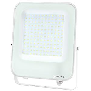 BES LED LED Bouwlamp - LED Schijnwerper - Aigi Rekan - 100 Watt - Helder/Koud Wit 6500K - Waterdicht IP65 - Rechthoek - Mat Wit - Aluminium