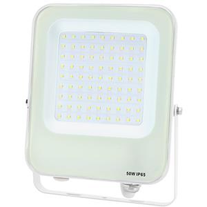 BES LED LED Bouwlamp - LED Schijnwerper - Aigi Rekan - 50 Watt - Helder/Koud Wit 6500K - Waterdicht IP65 - Rechthoek - Mat Wit - Aluminium