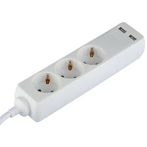 BES LED Verlengsnoer Met Usb - Viron Serino - 3680w - 3 Stopcontacten - 1.5 Meter - Wit Nederland