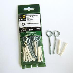 Sencys universele pluggen met schroefoog 40x6mm 10st