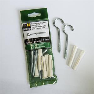 Sencys universele pluggen met schroefhaak 50x8mm 5st