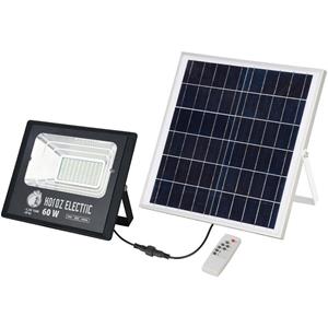 BES LED LED Floodlight op Zonne-energie - LED Schijnwerper - LED Solar Tuinverlichting Wandlamp - Togre - 60W - Helder/Koud Wit 6400K - Afstandsbediening - Waterdicht IP65 - Aluminium