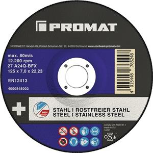 Promat Afbraamschijf | A24Q-BFX 2in1 | D125xS7mm | gebogen RVS/staal | gat 22,23 mm - 4000845003 4000845003