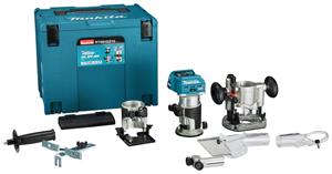 Makita RT001GZ15 40V Max Boven- en Kantenfrees Body met Diverse Voeten in Mbox met Geleiderail Adapter