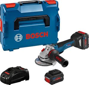 Bosch GWS 18V-10 PSC (DM/HM) 18V Li-ion Accu haakse slijpmachine set (2x 5.5Ah) in L-Boxx - 125 mm
