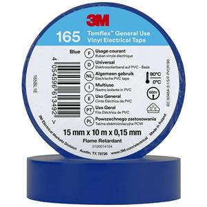 3M Temflex™ 165 165BL1E Isolierband Temflex™ 165 Blau (L x B) 10m x 15mm