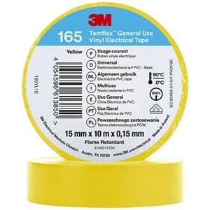 3M Temflex™ 165 165YL1E Isolierband Temflex™ 165 Gelb (L x B) 10m x 15mm