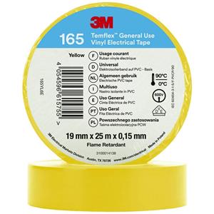 3M Temflex™ 165 165YL6E Isolierband Temflex™ 165 Gelb (L x B) 25m x 19mm 1St.