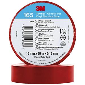 3M Temflex™ 165 165RD6E Isolierband Temflex™ 165 Rot (L x B) 25m x 19mm 1St.