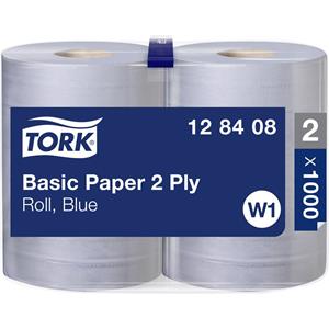 Tork 128408 Standaard papieren doekjes, rol blauw W1