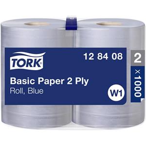 Tork 128408 Standaard papieren doekjes, rol blauw W1