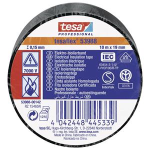 Tesa tesaflex IEC 53988-00142-00 Isolierband Schwarz (L x B) 10m x 19mm