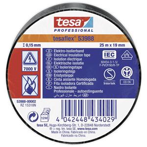 Tesa tesaflex IEC 53988-00002-00 Isolierband Schwarz (L x B) 25m x 19mm