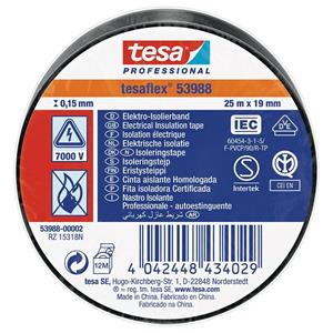 Tesa tesaflex IEC 53988-00002-00 Isolierband Schwarz (L x B) 25m x 19mm