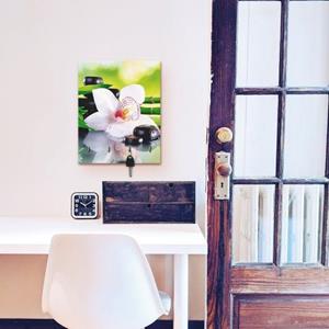 Artland Kapstok Spa stenen bamboe takjes orchidee van hout met 4 sleutelhaakjes – sleutelbord, sleutelborden, sleutelhouder, sleutelhanger voor de hal – stijl: modern