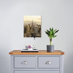 Artland Kapstok Skyline Manhattan - New York van hout met 4 sleutelhaakjes – sleutelbord, sleutelborden, sleutelhouder, sleutelhanger voor de hal – stijl: modern