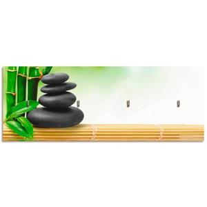 Artland Kapstok Spa concept zen basaltstenen van hout met 4 sleutelhaakjes – sleutelbord, sleutelborden, sleutelhouder, sleutelhanger voor de hal – stijl: modern