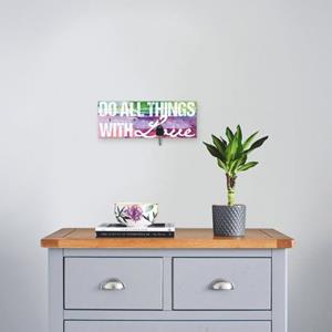 Artland Kapstok Doe alles met liefde van hout met 4 sleutelhaakjes – sleutelbord, sleutelborden, sleutelhouder, sleutelhanger voor de hal – stijl: modern