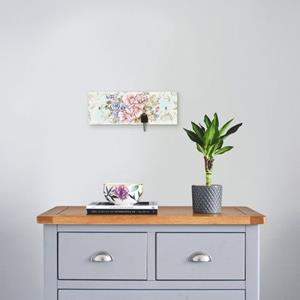 Artland Kapstok Bloemen met naadloos motief van hout met 4 sleutelhaakjes – sleutelbord, sleutelborden, sleutelhouder, sleutelhanger voor de hal – stijl: modern