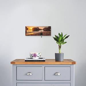 Artland Kapstok Zonsondergang en strand van hout met 4 sleutelhaakjes – sleutelbord, sleutelborden, sleutelhouder, sleutelhanger voor de hal – stijl: modern