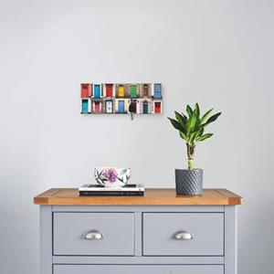 Artland Kapstok Fotocollage van 32 kleurrijke voordeuren van hout met 4 sleutelhaakjes – sleutelbord, sleutelborden, sleutelhouder, sleutelhanger voor de hal – stijl: modern