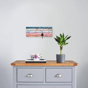 Artland Kapstok Veelkleurige houten planken van hout met 4 sleutelhaakjes – sleutelbord, sleutelborden, sleutelhouder, sleutelhanger voor de hal – stijl: modern