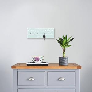 Artland Kapstok Geniet van de kleine dingen_mint van hout met 4 sleutelhaakjes – sleutelbord, sleutelborden, sleutelhouder, sleutelhanger voor de hal – stijl: modern