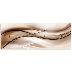 Artland Kapstok Bruine abstracte golf van hout met 4 sleutelhaakjes – sleutelbord, sleutelborden, sleutelhouder, sleutelhanger voor de hal – stijl: modern