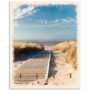 Artland Kapstok Noordzeestrand op Langeoog - pier van hout met 4 sleutelhaakjes – sleutelbord, sleutelborden, sleutelhouder, sleutelhanger voor de hal – stijl: modern