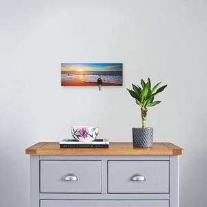 Artland Kapstok Zonsondergang en de zee van hout met 4 sleutelhaakjes – sleutelbord, sleutelborden, sleutelhouder, sleutelhanger voor de hal – stijl: modern