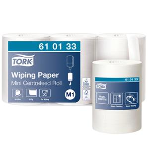 610133 Multifunctionele papieren doekjes met binnenafroller wit M1