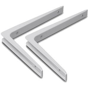 Trendoz Set van 2x stuks 1x stuks plankdrager / plankdragers wit gelakt aluminium 25 x 20 cm -