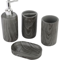 Decopatent Luxe 4 Delige Badkamer - Toilet Accessoires Set - Kunsstof Badkamerset