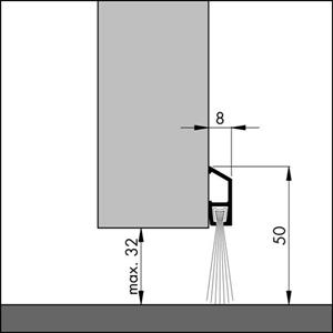 Ellen Dorpelstrip met borstel aluminium ibs 300cm