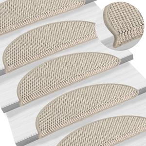 vidaXL Trapmatten zelfklevend 15 st sisal-look 56x17x3 cm taupe