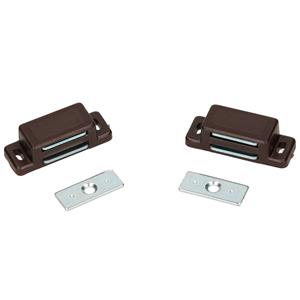 2x stuks magneetsnapper / magneetsnappers met metalen sluitplaat bruin -