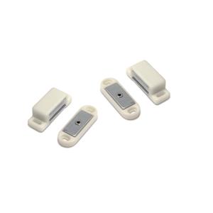 2x stuks magneetsnapper / magneetsnappers met metalen sluitplaat wit 4,7 x 1,4 x 1,6 cm -