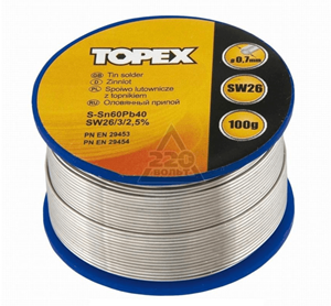 Topex soldeertin 0.7mm sw26. met harskern 44e512