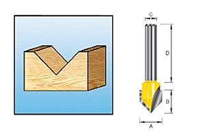 Makita D-10702 V-groeffrees HM 12,7mm S12