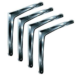 Element System 4x Zilveren aluminium plankdrager Hercules 20 x 17 cm tot 100 kg -