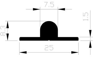 Aluart Schuifdeurrail alu brute 25x7.5x8.3mm