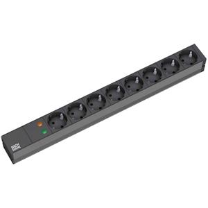 Bachmann 19 inch power strip 8x sockets overvoltage protection 1U (333.534) voor 8 stekkers, 19 inch