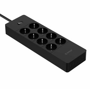 Orico stekkerdoos met 8 contacten en 5x USB / zwart - 1,5 meter